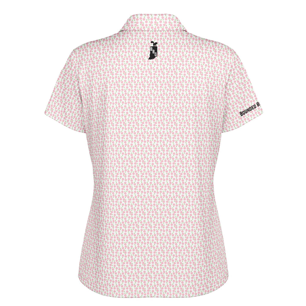 Women's Pink Peonies Polo