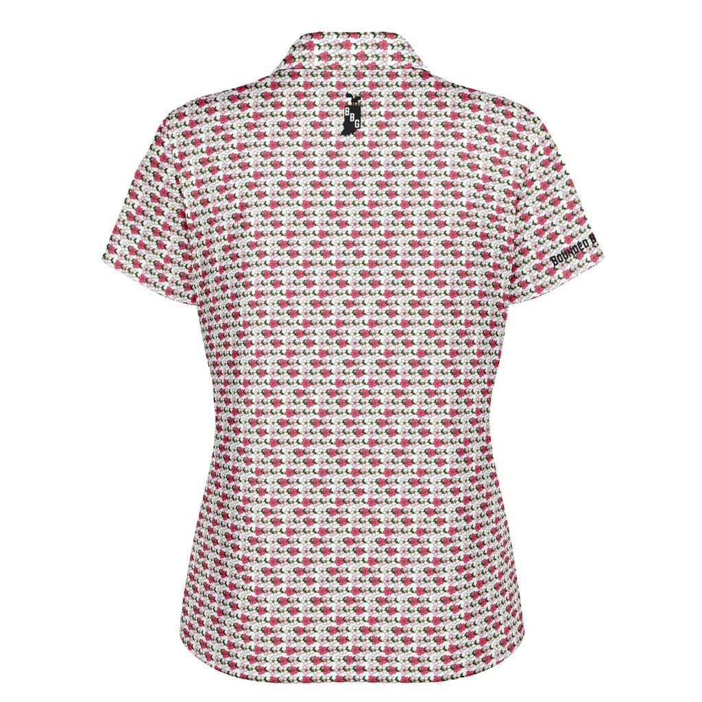 Women's Colored Peonies Sleeved Polo